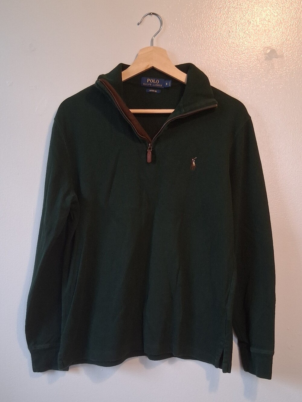 Polo Ralph Laurel Green Quarter Zip Pullovee Sweatshirt